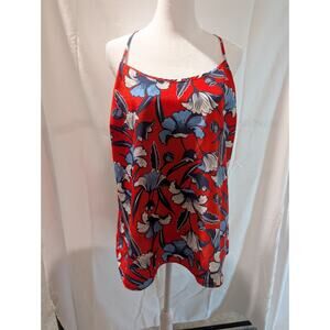 J.Crew Women's Size 12 Large Floral Racerback Shell Camisole Tank Top Red Blue